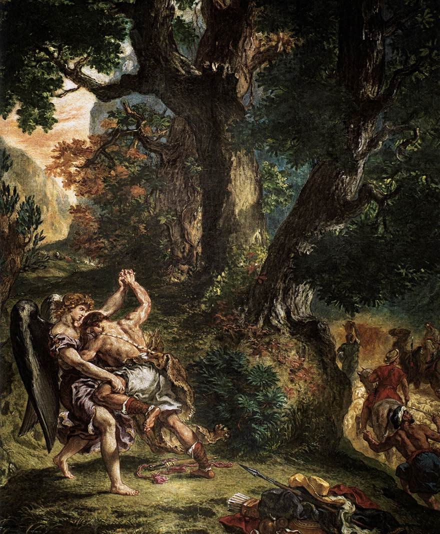 Jaakob painii enkelin kanssa tekijältä Ferdinand Victor Eugene Delacroix