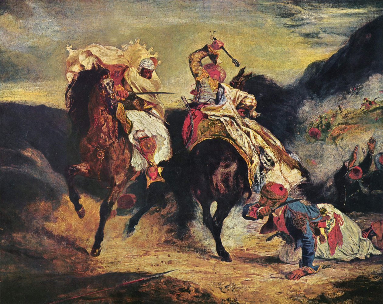 Giaurin taistelu pashan kanssa tekijältä Ferdinand Victor Eugene Delacroix