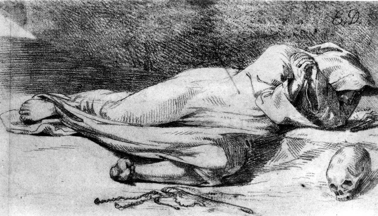 Munkki rukoilemassa tekijältä Ferdinand Victor Eugene Delacroix