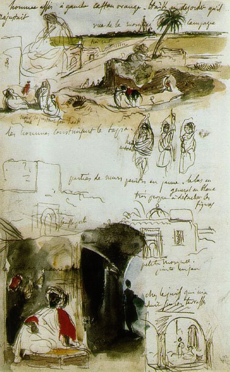 Luonnoslehti Marokosta, 1832 tekijältä Ferdinand Victor Eugene Delacroix