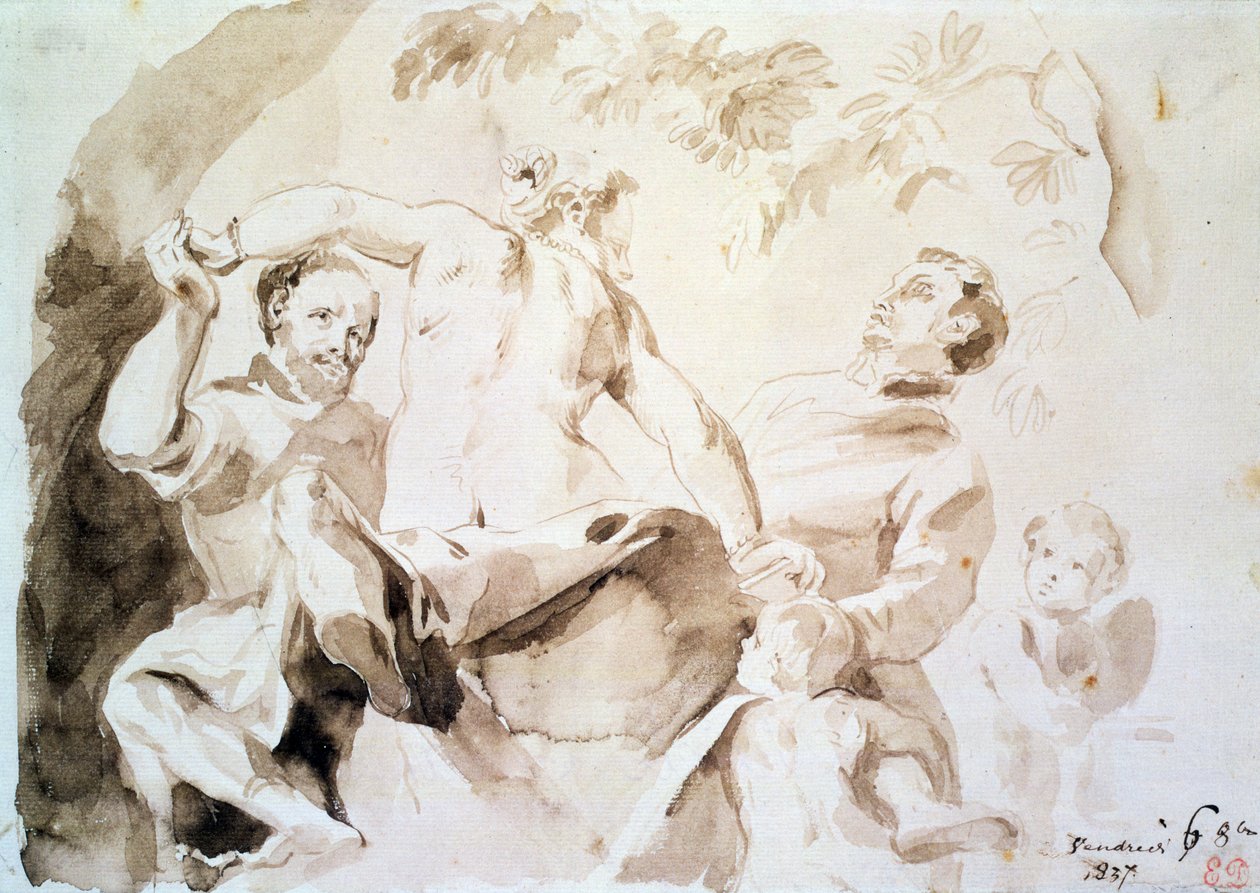 Tutkimus Veronesen rakkauden allegoriasta, 1837 (kynä ja muste ja pesu paperille) tekijältä Ferdinand Victor Eugene Delacroix