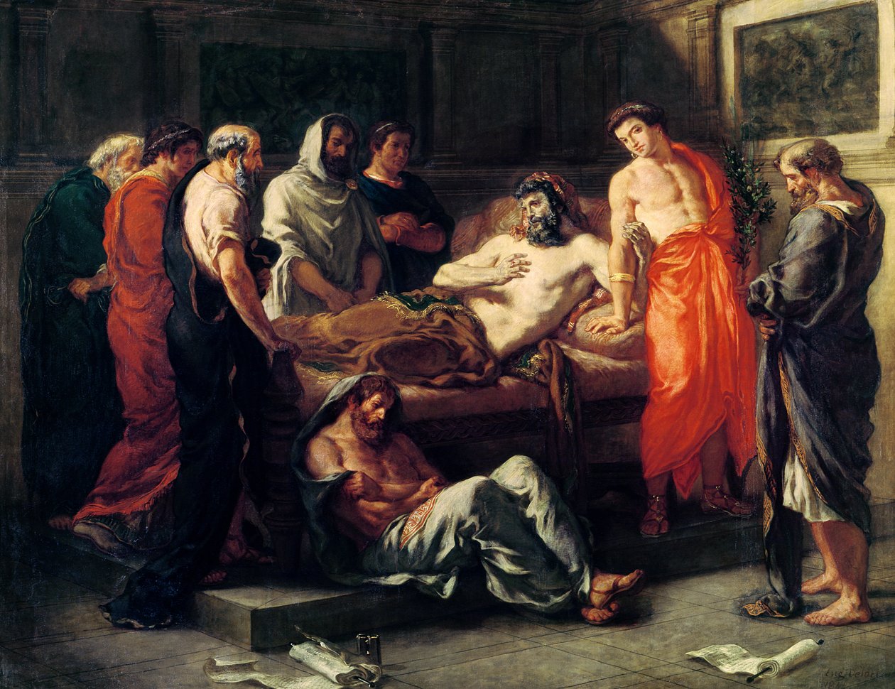 Tutkimus Marcus Aureliuksen (121-180) kuolemasta ennen vuotta 1844 (öljy kankaalle tekijältä Ferdinand Victor Eugene Delacroix