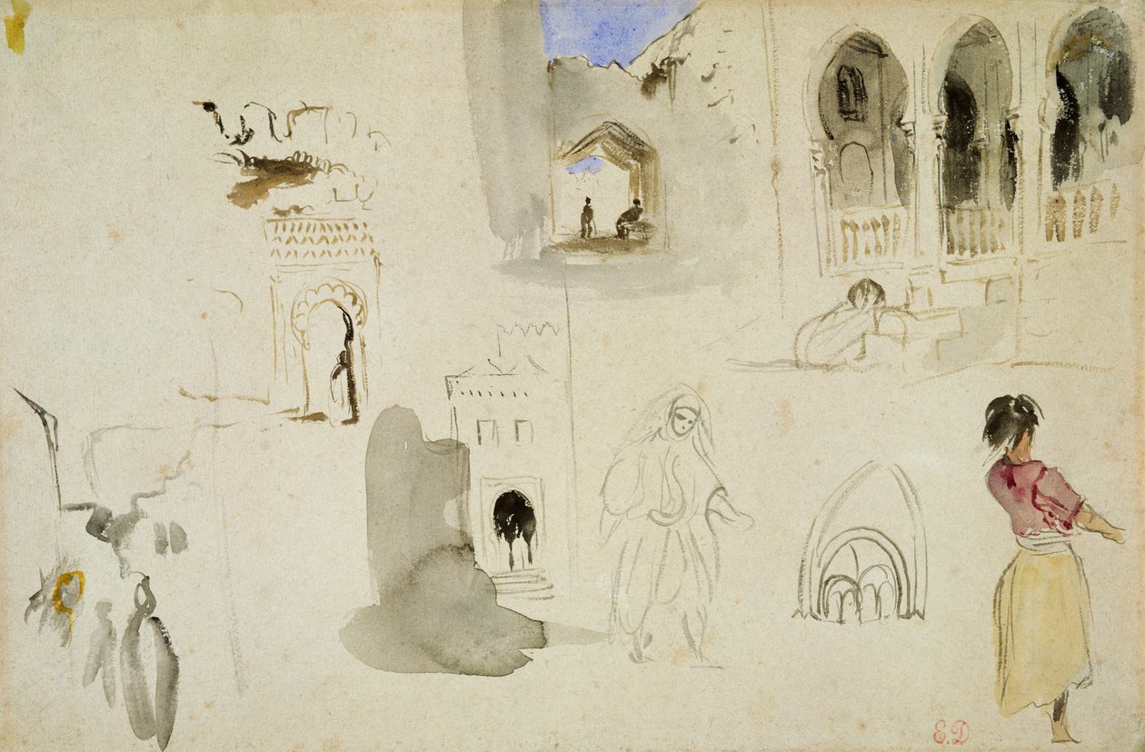Kasbah, Tanger tekijältä Ferdinand Victor Eugene Delacroix
