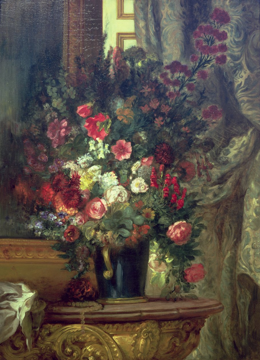 Kukkimaljakko konsolissa, 1848-49 tekijältä Ferdinand Victor Eugene Delacroix