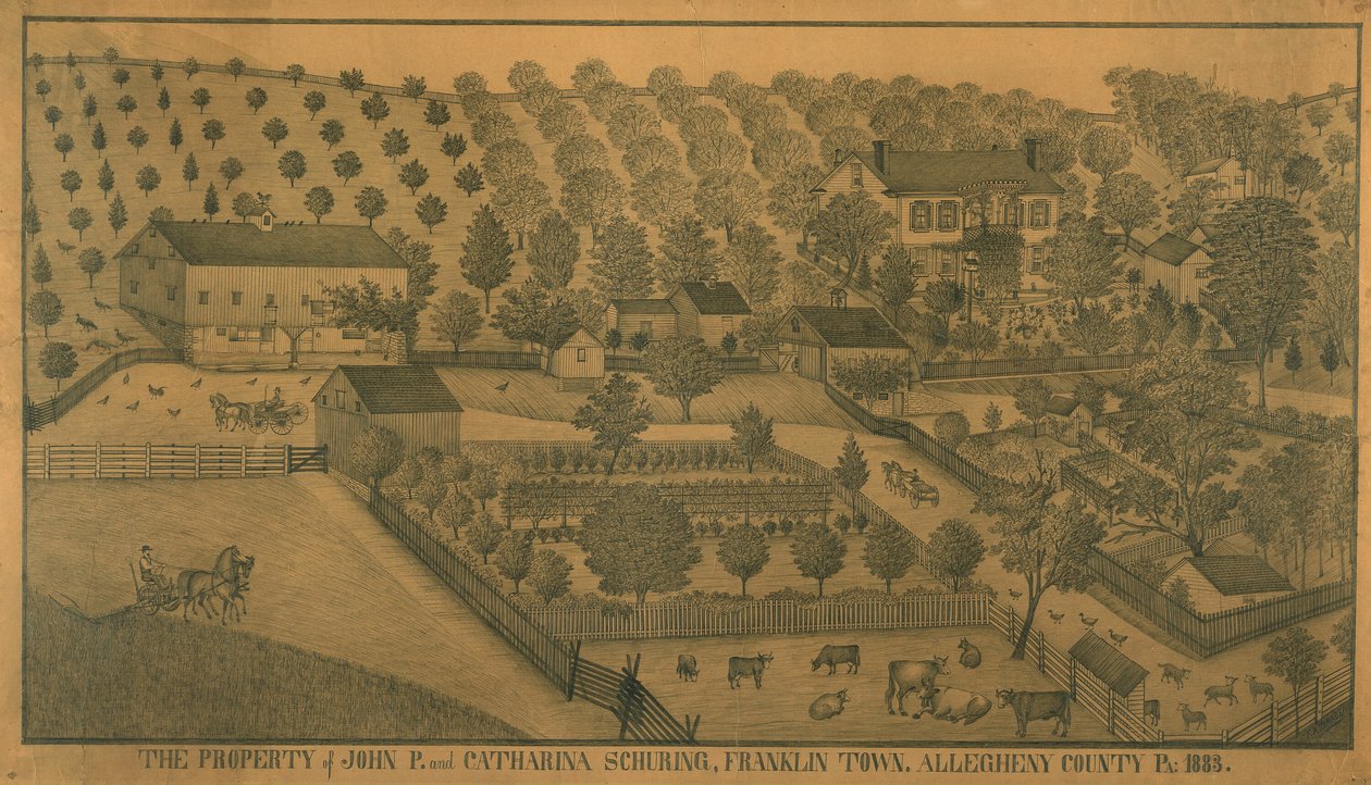 John P. ja Catharina Schuringin omaisuus, Franklin Town, Allegheny County, Pennsylvania tekijältä Ferdinand A. Brader