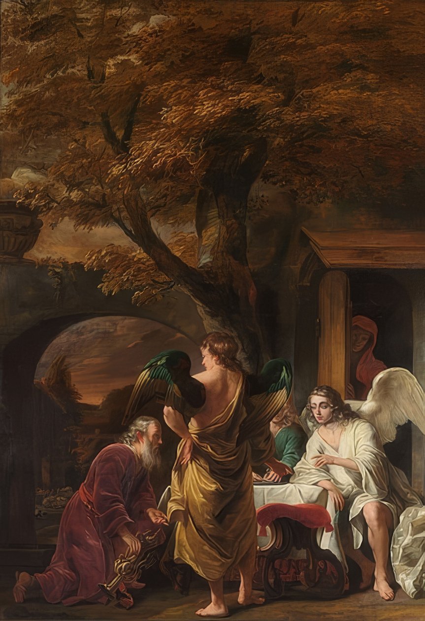 Abraham ja kolme enkeliä. 1660-63 tekijältä Ferdinand Bol