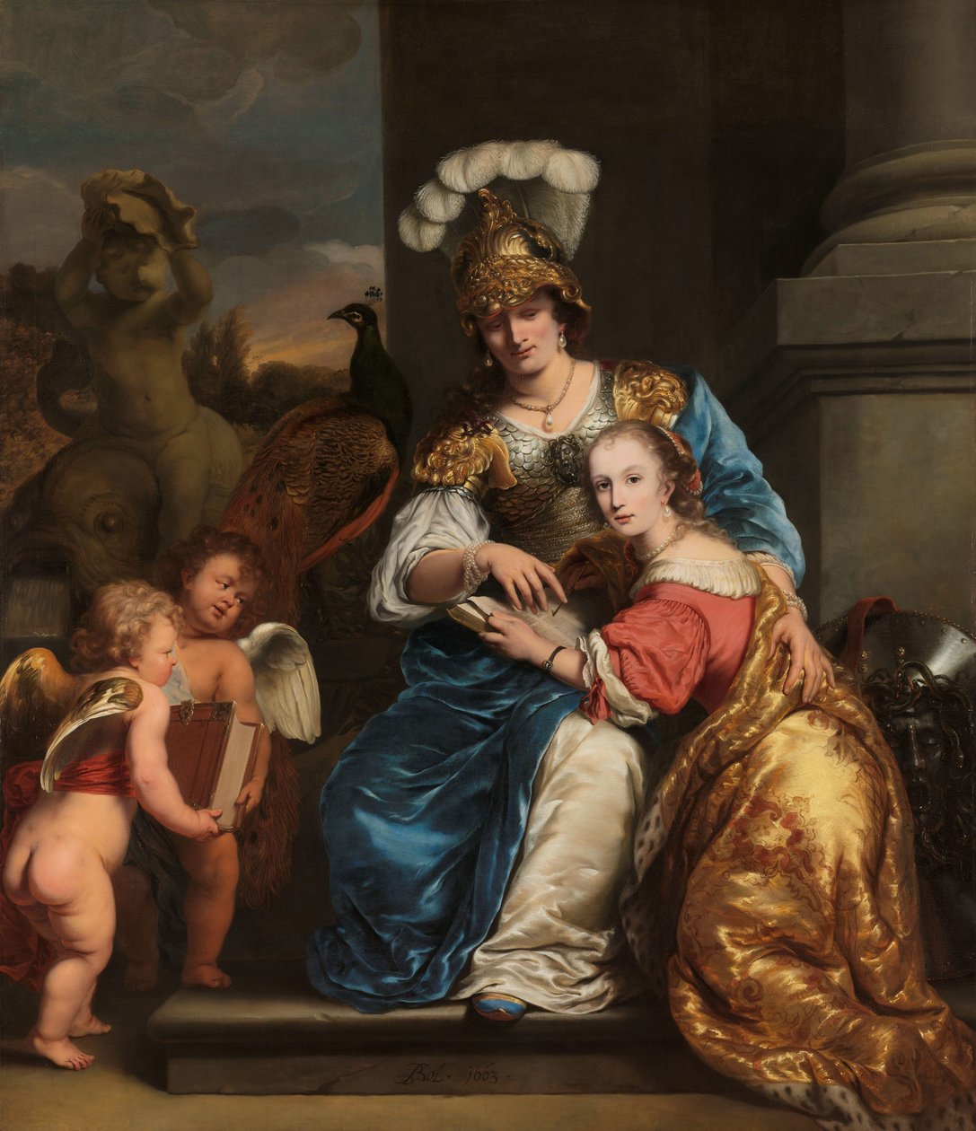 Margarita Trip Minervana, ohjaamassa sisartaan Anna Maria Tripiä Koulutuksen allegooria: Margarita Trip (1640-1714) opettaa sisartaan Anna Maria Tripiä (1652-1681) tekijältä Ferdinand Bol