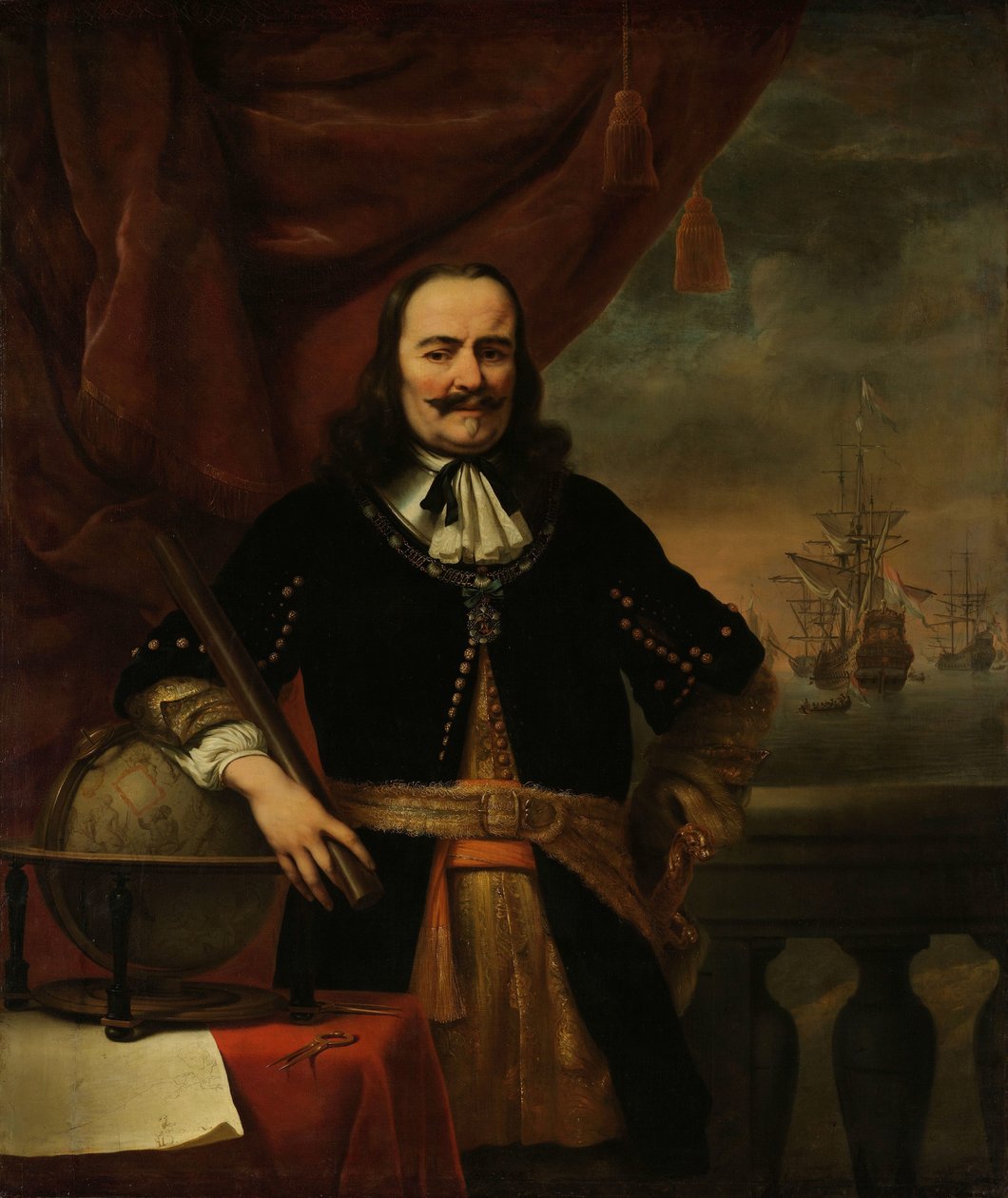 Michiel de Ruyter amiraaliluutnanttina Vara-amiraalin Michiel Adriaenszoon de Ruyterin (1607-1676) muotokuva tekijältä Ferdinand Bol