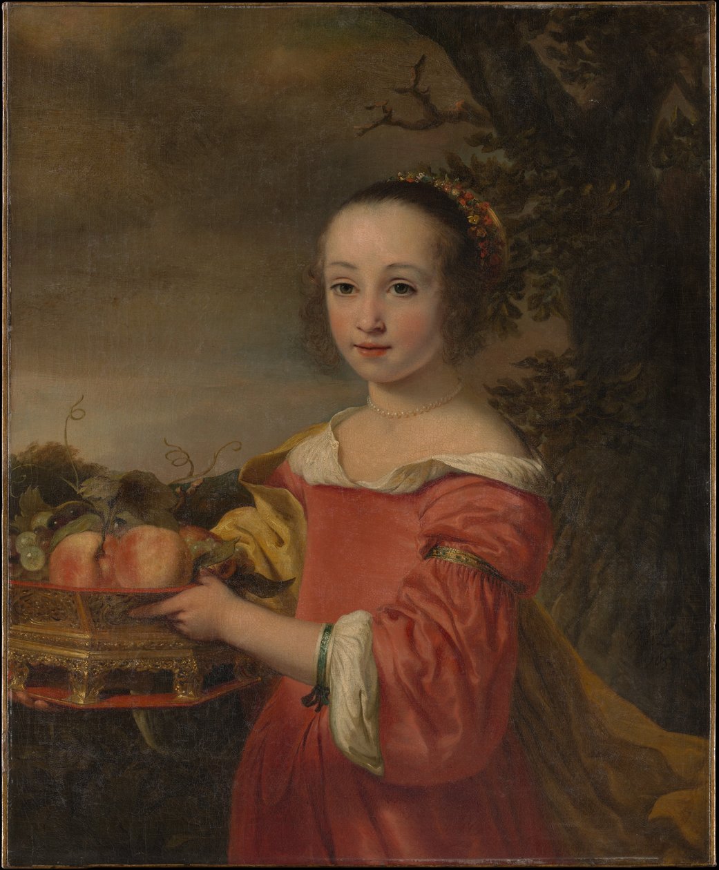Petronella Elias (1648-1667) hedelmäkorin kanssa. tekijältä Ferdinand Bol