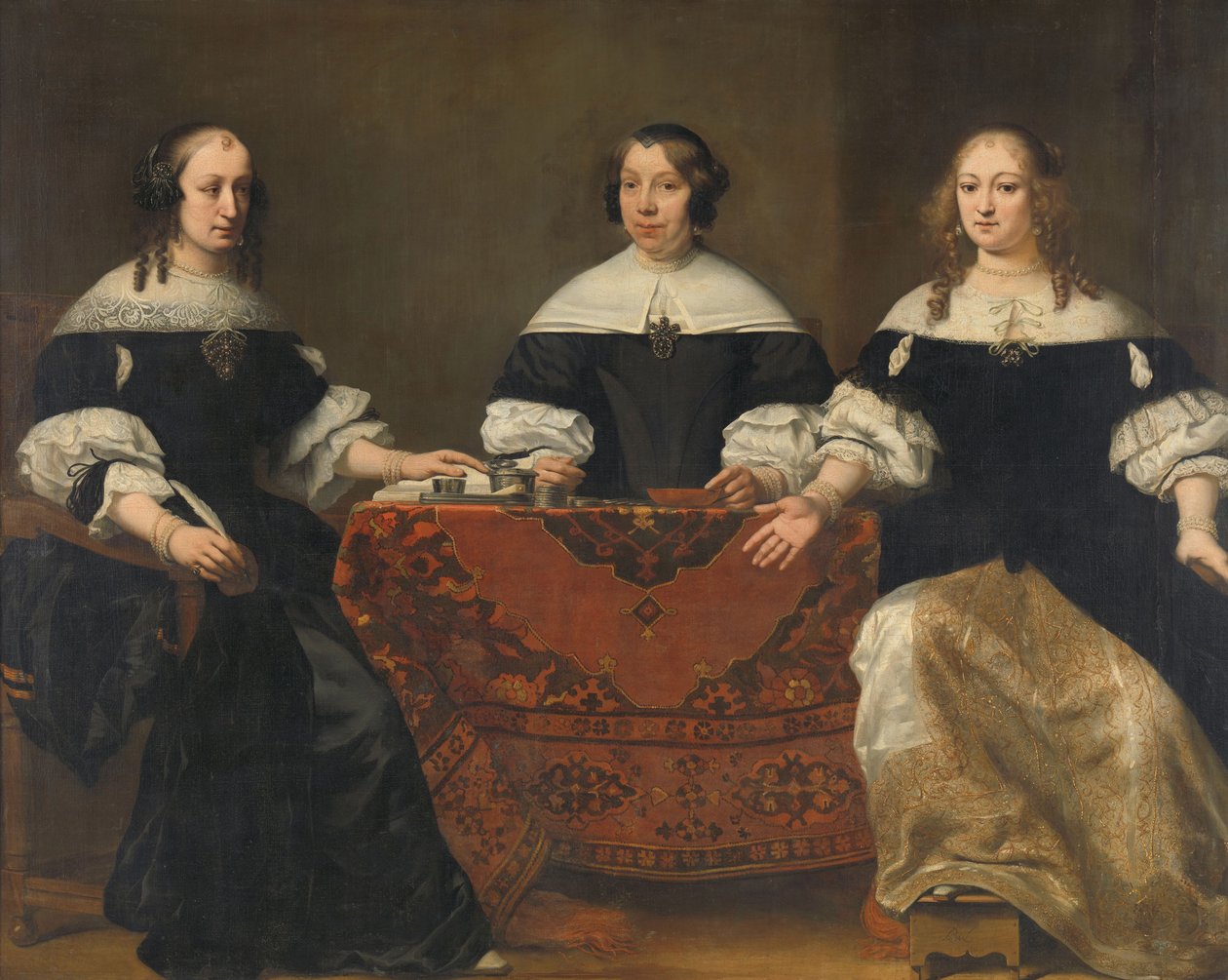 Muotokuva Leprozenhuisin kolmesta Regentsissasta, Amsterdam, n. 1668 tekijältä Ferdinand Bol