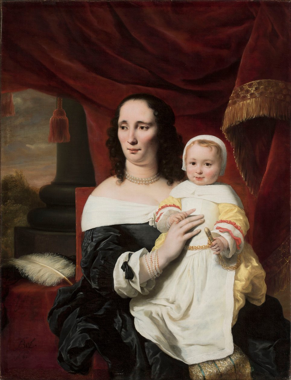 Johanna de Geer-Tripin muotokuva tyttärensä Cecilian kanssa tekijältä Ferdinand Bol