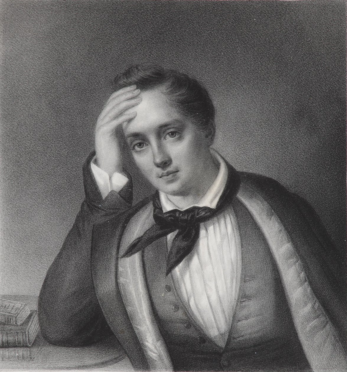 Runoilija Jevgeni Abramovitš Baratynskyn muotokuva 1800-1844, 1830-luku tekijältä Ferdinand Chevalier