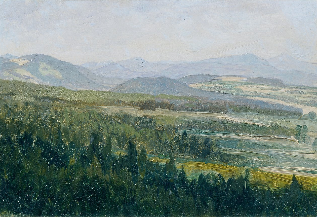 Boheemi ylänkö (portfoliosta "16 näkymää tšekkiläisistä maisemista "Česka Krajiná") tekijältä Ferdinand Engelmuller