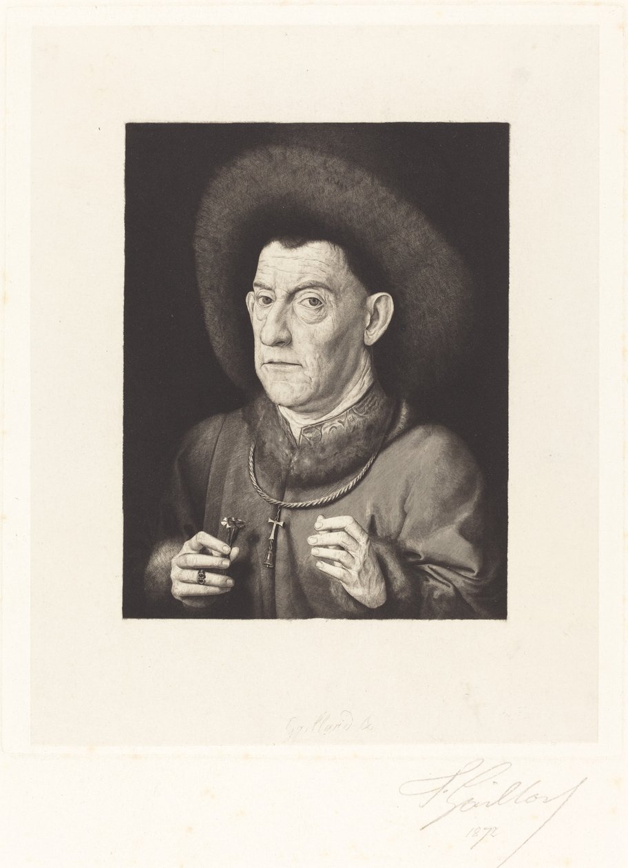 Mies vaaleanpunaisen kanssa tekijältä Ferdinand Gaillard after Jan van Eyck