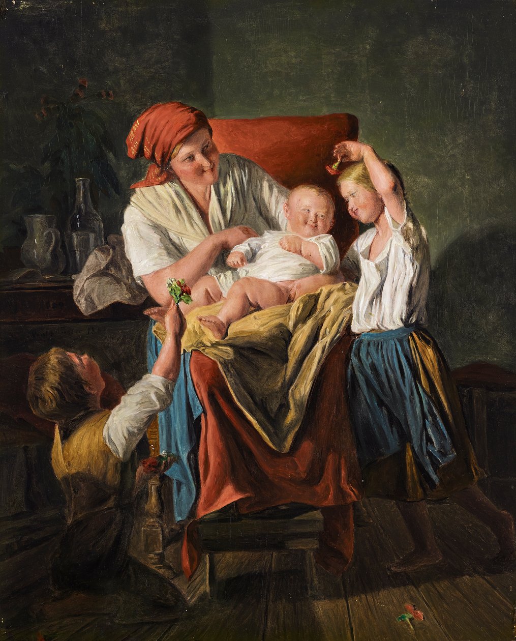 äidillinen onnellisuus tekijältä Ferdinand Georg Waldmuller