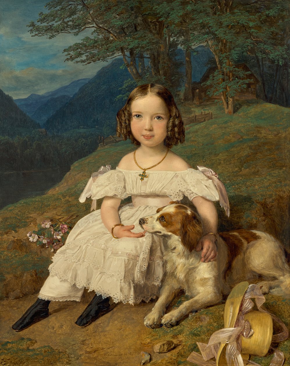 Kreivitär Julia Aleksandrovna Apraxinan muotokuva 1830-1917 lapsena, 1835. tekijältä Ferdinand Georg Waldmuller