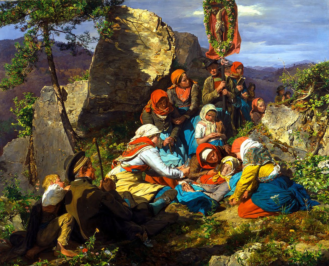 Keskeytetty pyhiinvaellus Sairas pyhiinvaeltaja, 1858 tekijältä Ferdinand Georg Waldmuller
