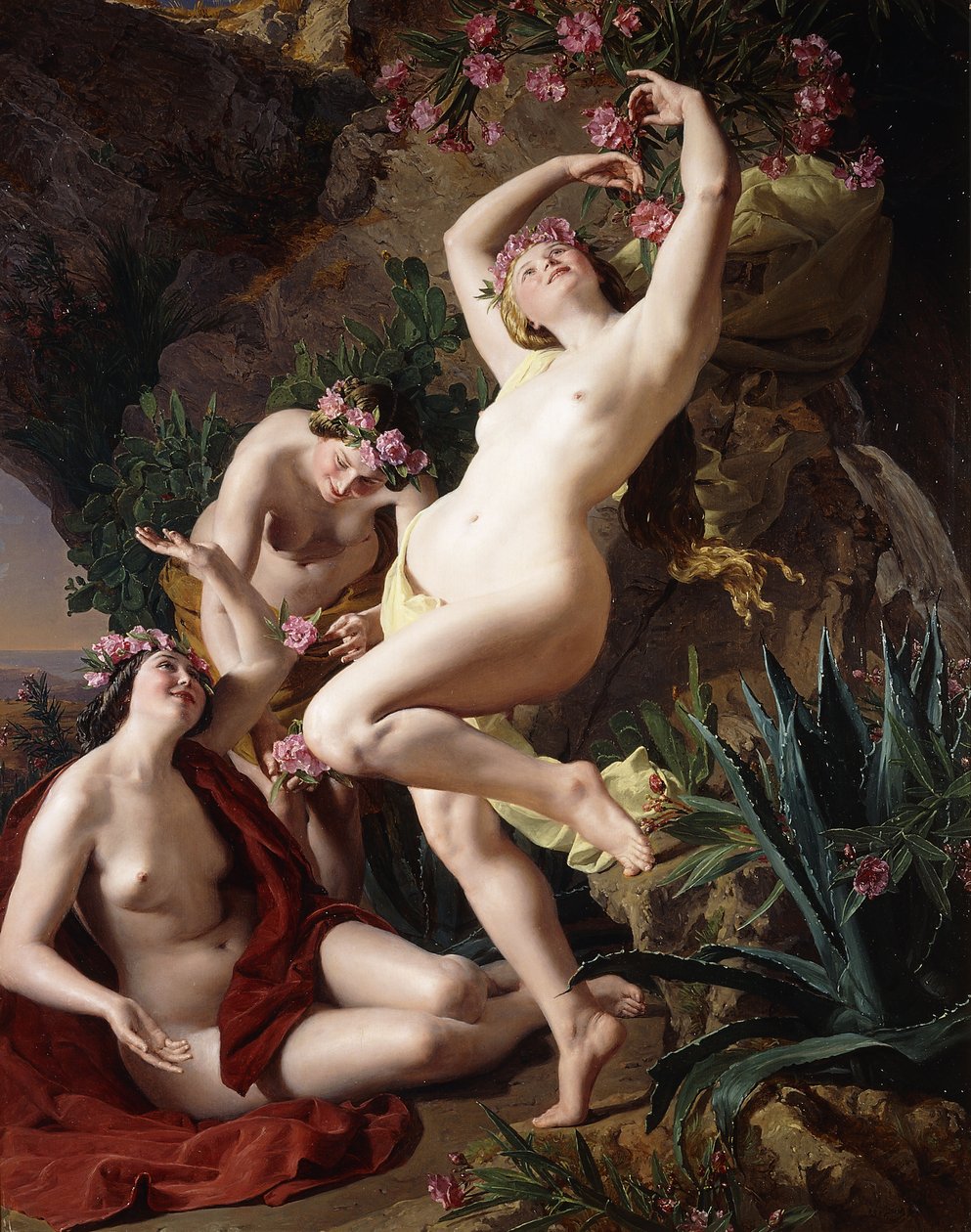 Nymfit Homeroksen Odysseiassa; Nymfit Homeroksen Odysseiassa, 1856 tekijältä Ferdinand Georg Waldmuller