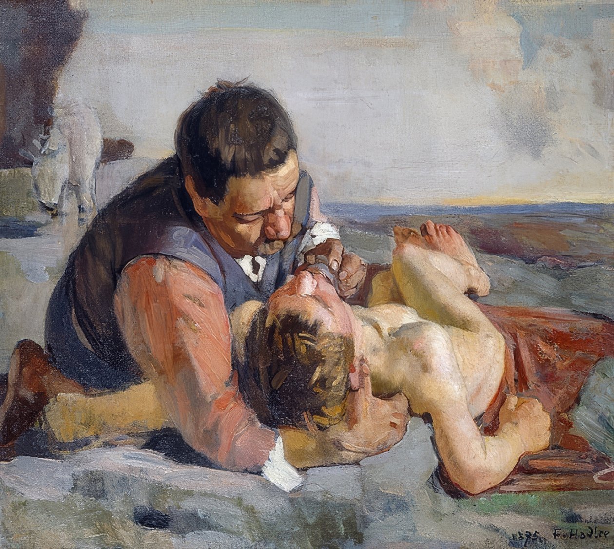 Hyvä samarialainen. Noin 1883 tekijältä Ferdinand Hodler