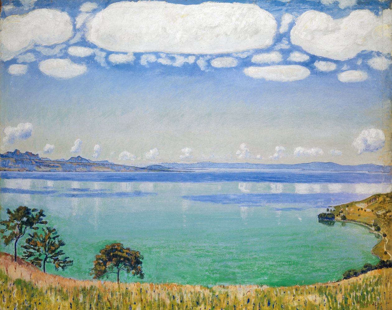 Genevenjärvi, nähtynä Chexbresistä käsin tekijältä Ferdinand Hodler
