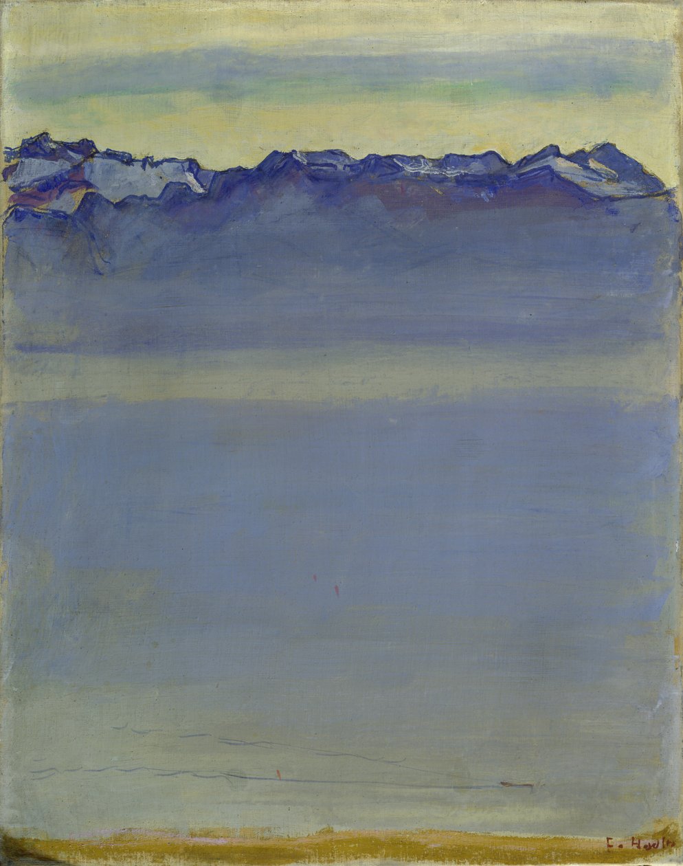 Genevenjärvi ja Savoijin Alpit tekijältä Ferdinand Hodler