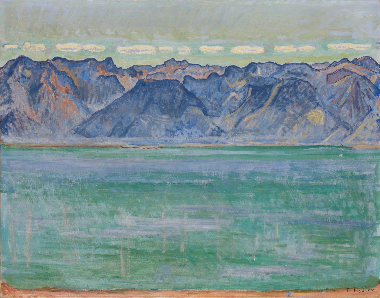 Genevejärvi Savoijin Alpeilla, n. 1905. tekijältä Ferdinand Hodler