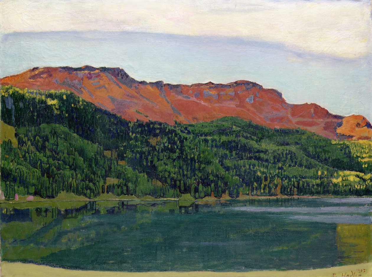 Silvaplana-järvi Piz Corvatschin kanssa tekijältä Ferdinand Hodler