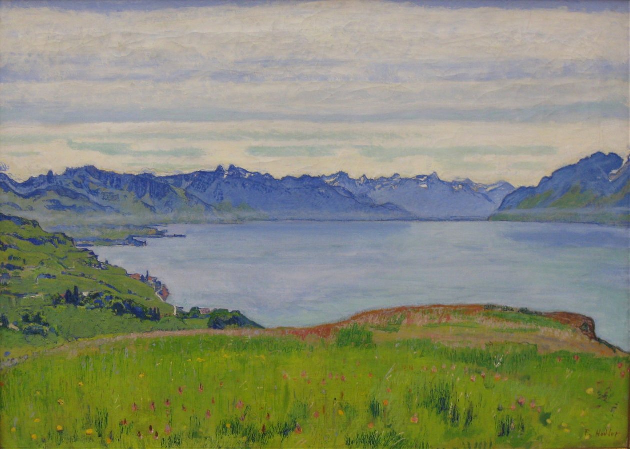 Maisema Genevenjärvellä ja näkymä kohti Valais