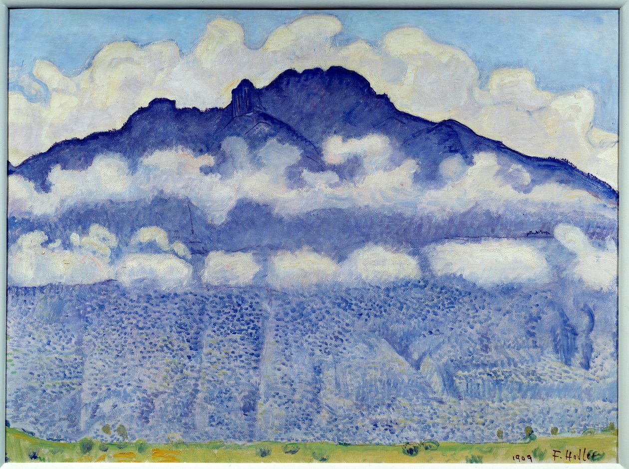 Schynige platte (vuoristomaisema Oberlandissa, Sveitsin Alpeilla). Ferdinand Hodlerin (1833-1918) maalaus Ec. Seuraa. tekijältä Ferdinand Hodler