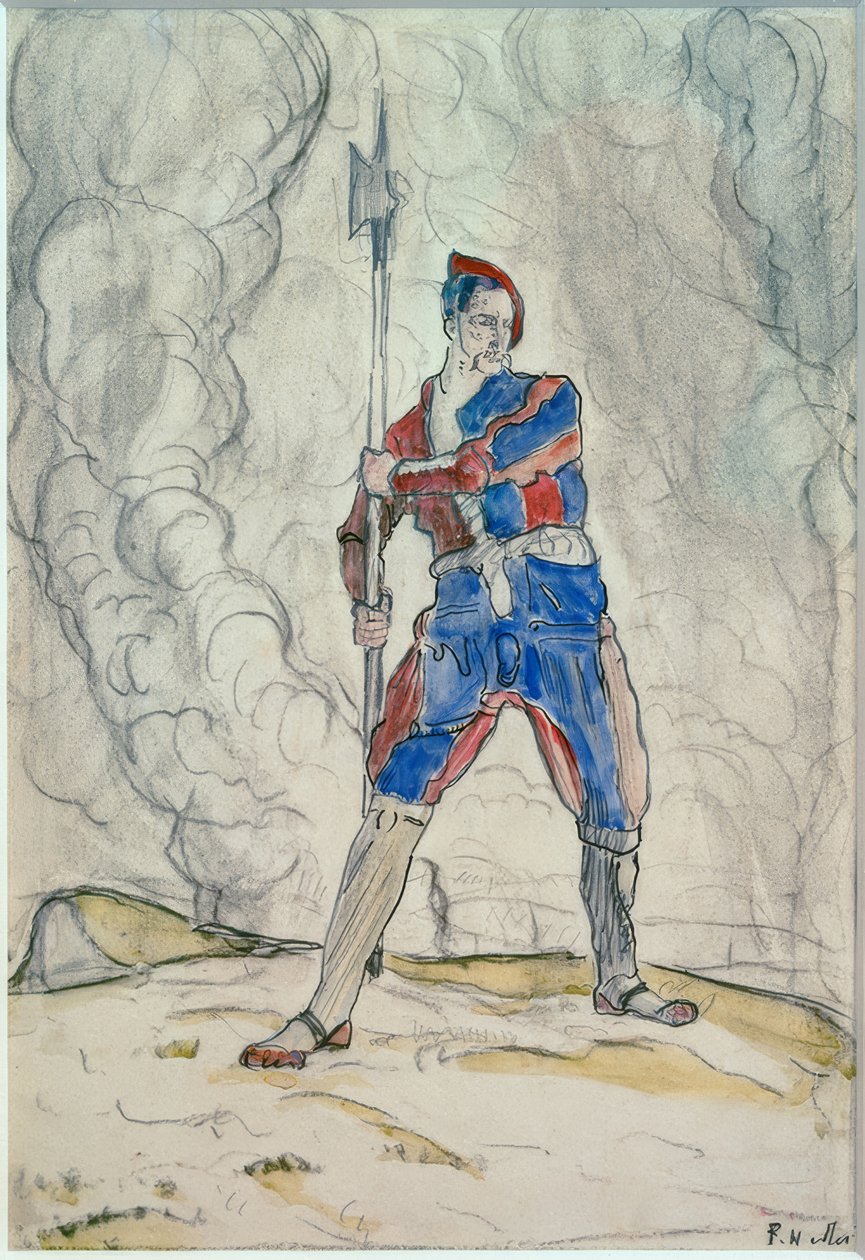 Standing Landsknecht, tutkimus Marignanon taistelusta tekijältä Ferdinand Hodler