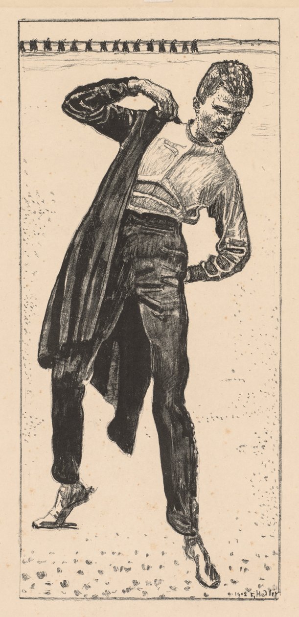 Opiskelija pukee takkiaan tekijältä Ferdinand Hodler
