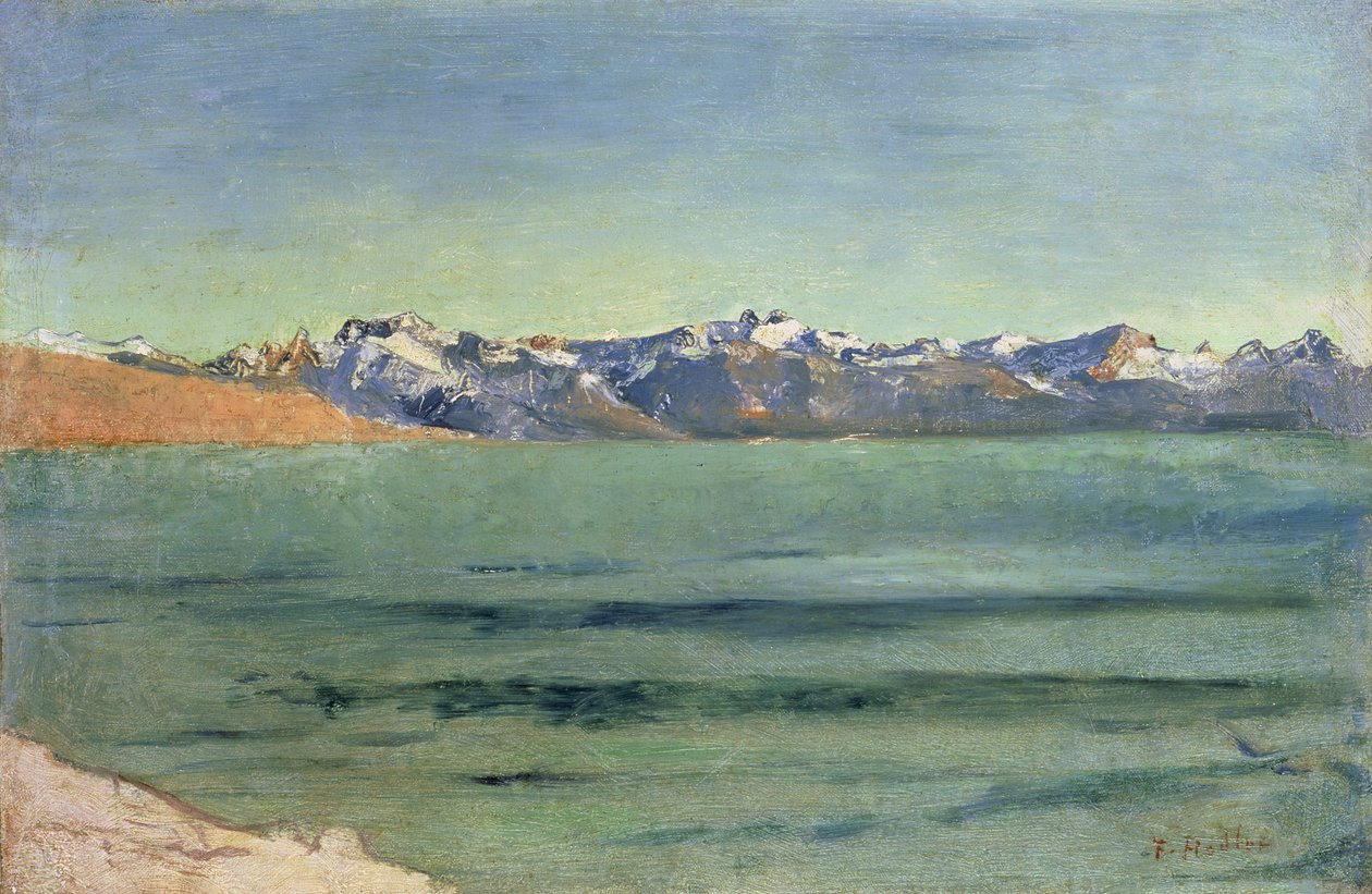 Auringonnousu Mont Blancin yllä, noin 1890 tekijältä Ferdinand Hodler