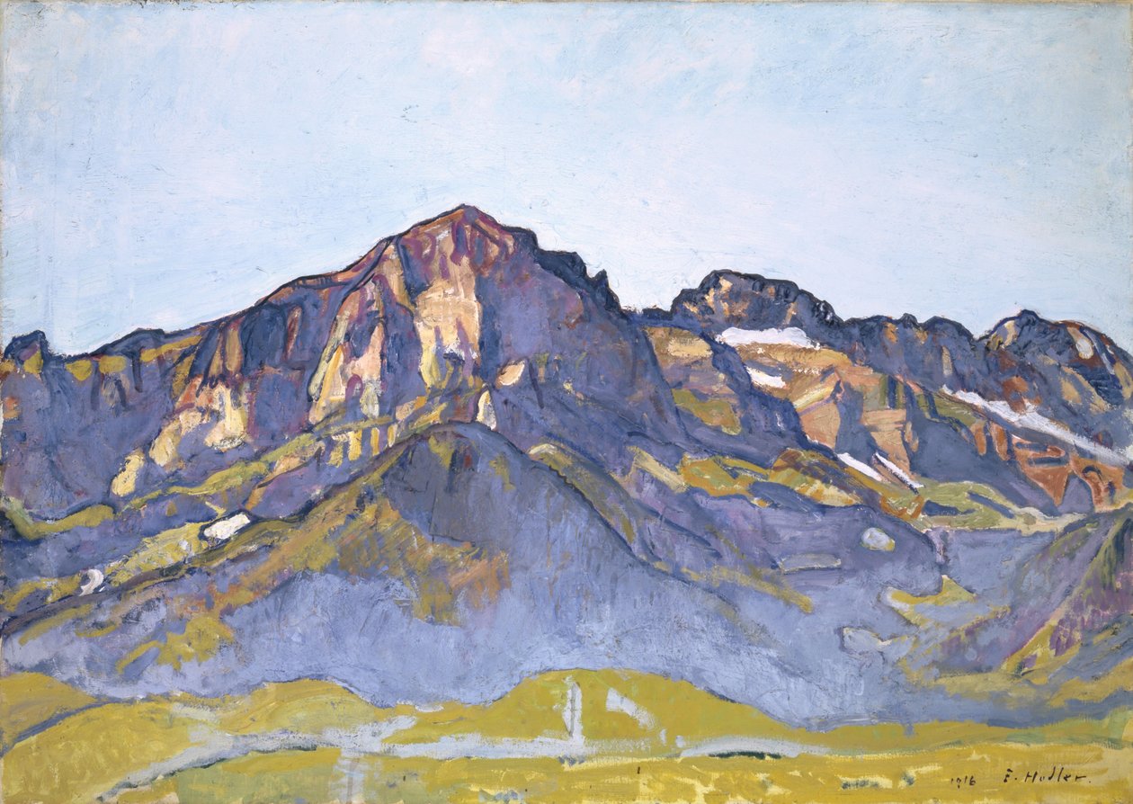 Dents Blanches Champéryssa aamuauringossa, 1916 tekijältä Ferdinand Hodler
