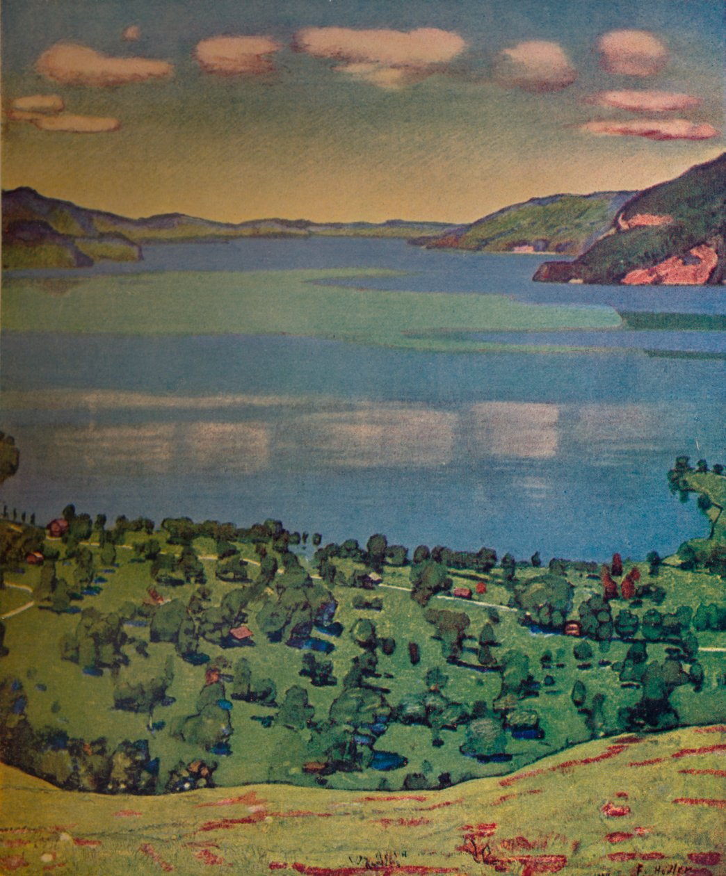 Thunin järvi, Leissigenistä, vuodelta 1910. tekijältä Ferdinand Hodler