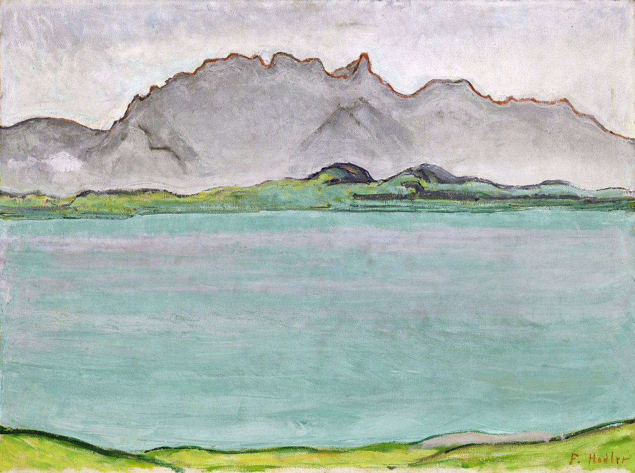Stockhorn-vuoret ja Thun-järvi, 1911 tekijältä Ferdinand Hodler