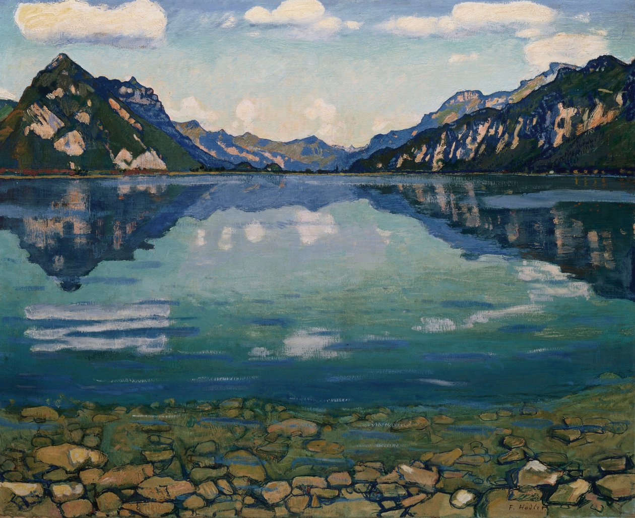 Thunersee heijastuksella, 1904 tekijältä Ferdinand Hodler