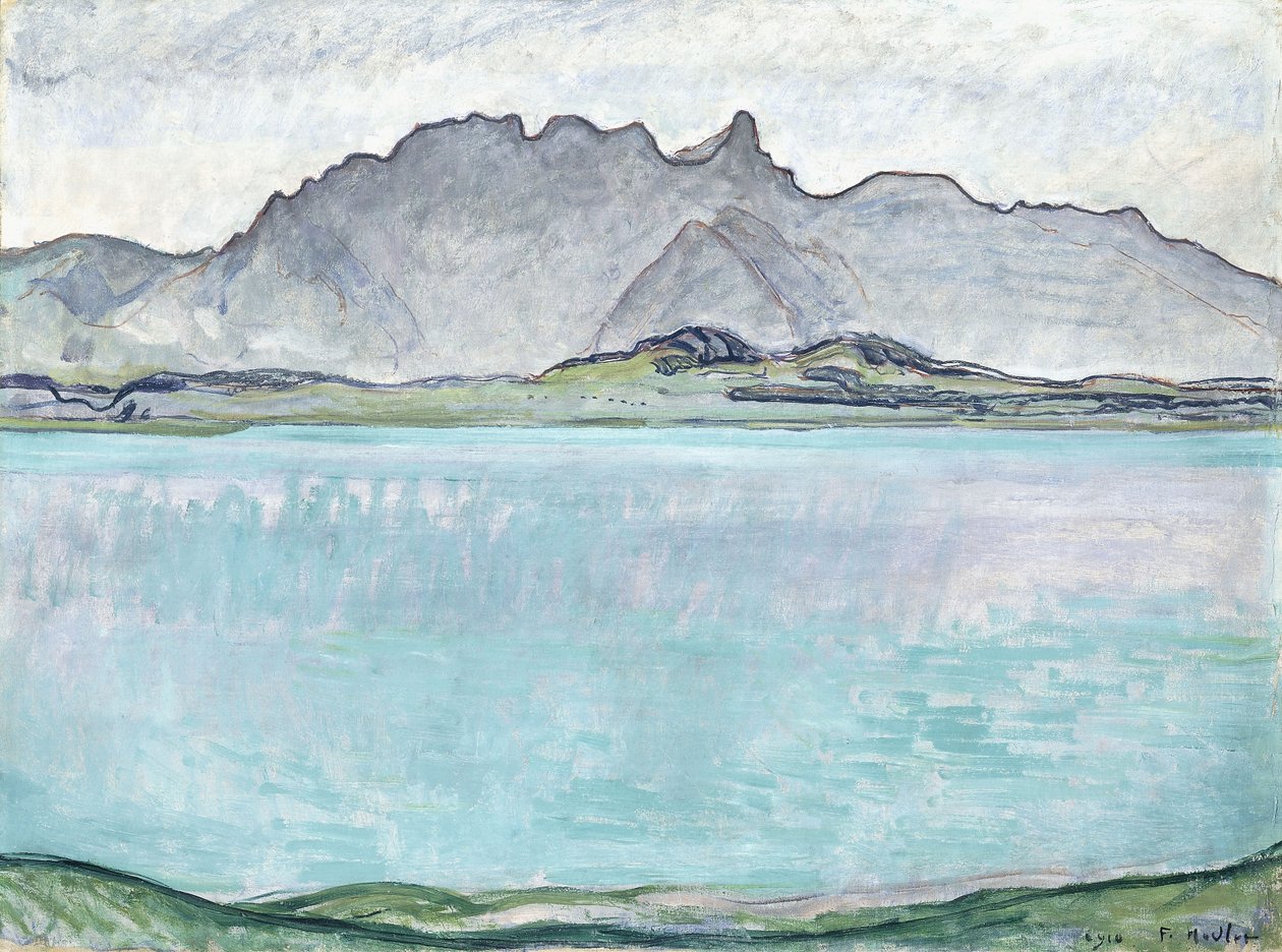 Thunersee ja Stockhorn-vuoret, 1910 tekijältä Ferdinand Hodler