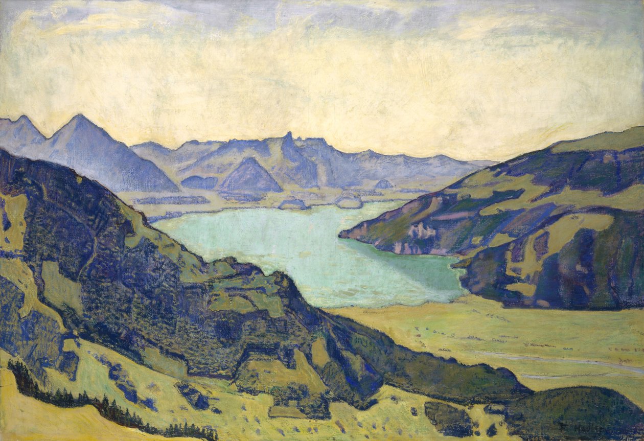 Näkymä Thun-järvelle Breitlaueselta, 1906 tekijältä Ferdinand Hodler
