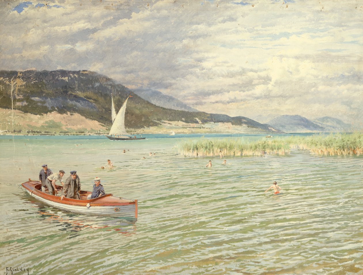 On the Lake (öljy kankaalle) tekijältä Ferdinand Joseph Gueldry