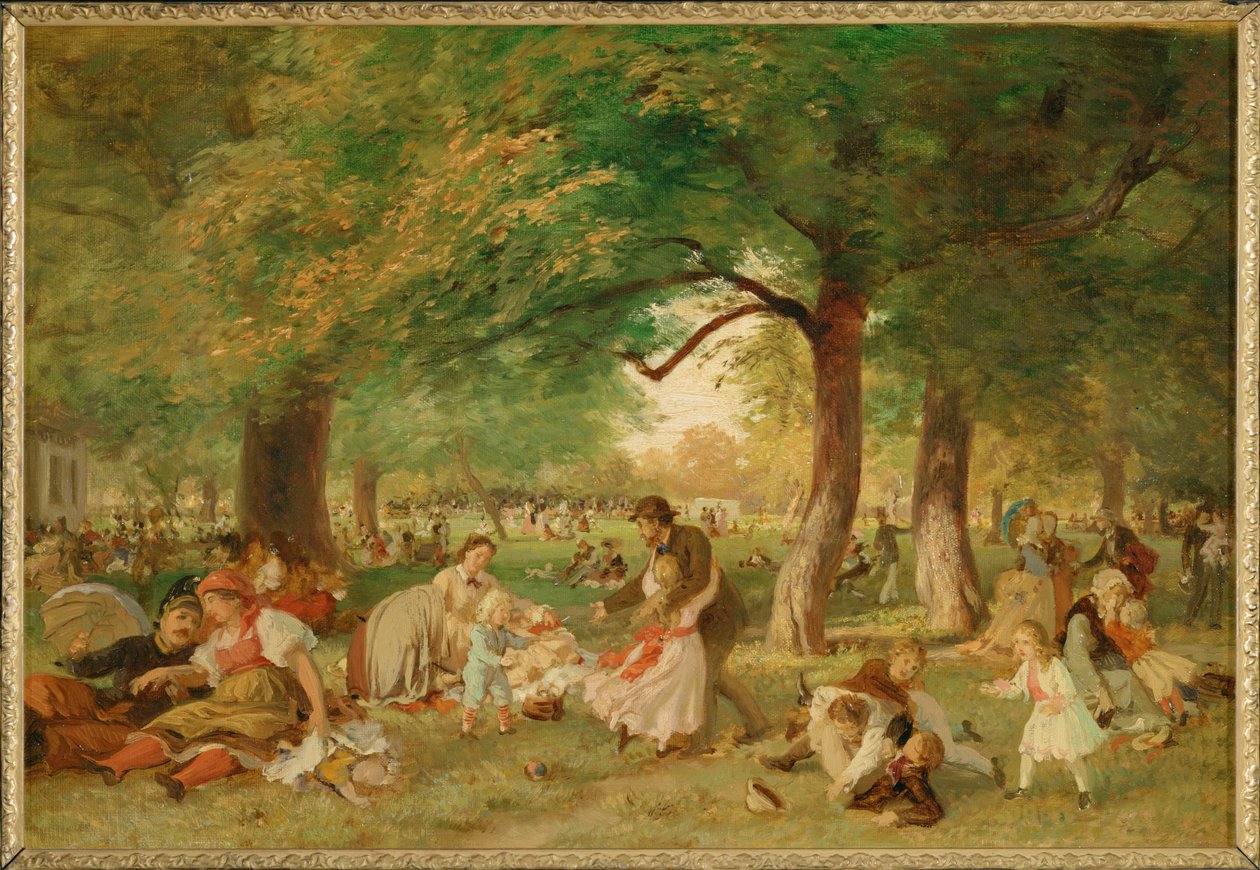 Nachmittag im Prater - Iltapäivä Praterissa ... (maalaus kankaalle) tekijältä Ferdinand Julius Wilhelm Laufberger