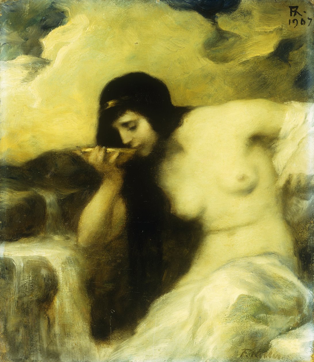 Nymfi juomassa lähteellä, 1907 tekijältä Ferdinand Keller