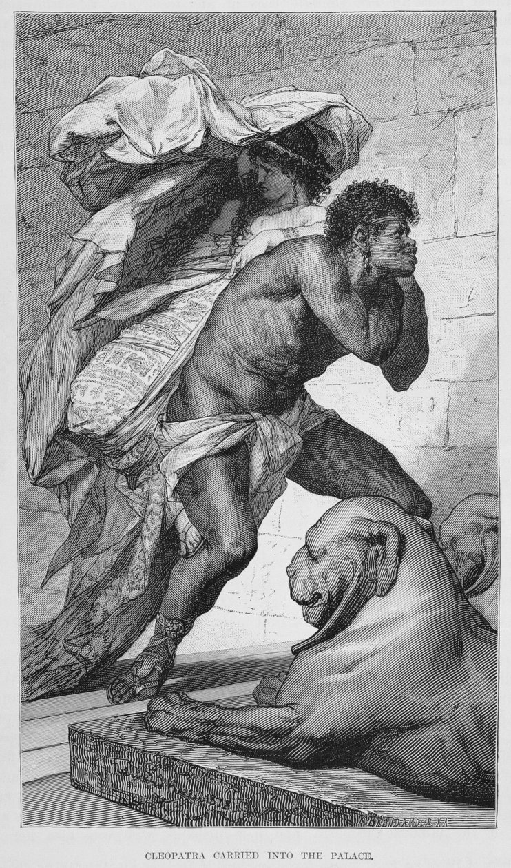 Kleopatra kuljetettu palatsiin, 1800-luku tekijältä Ferdinand Keller