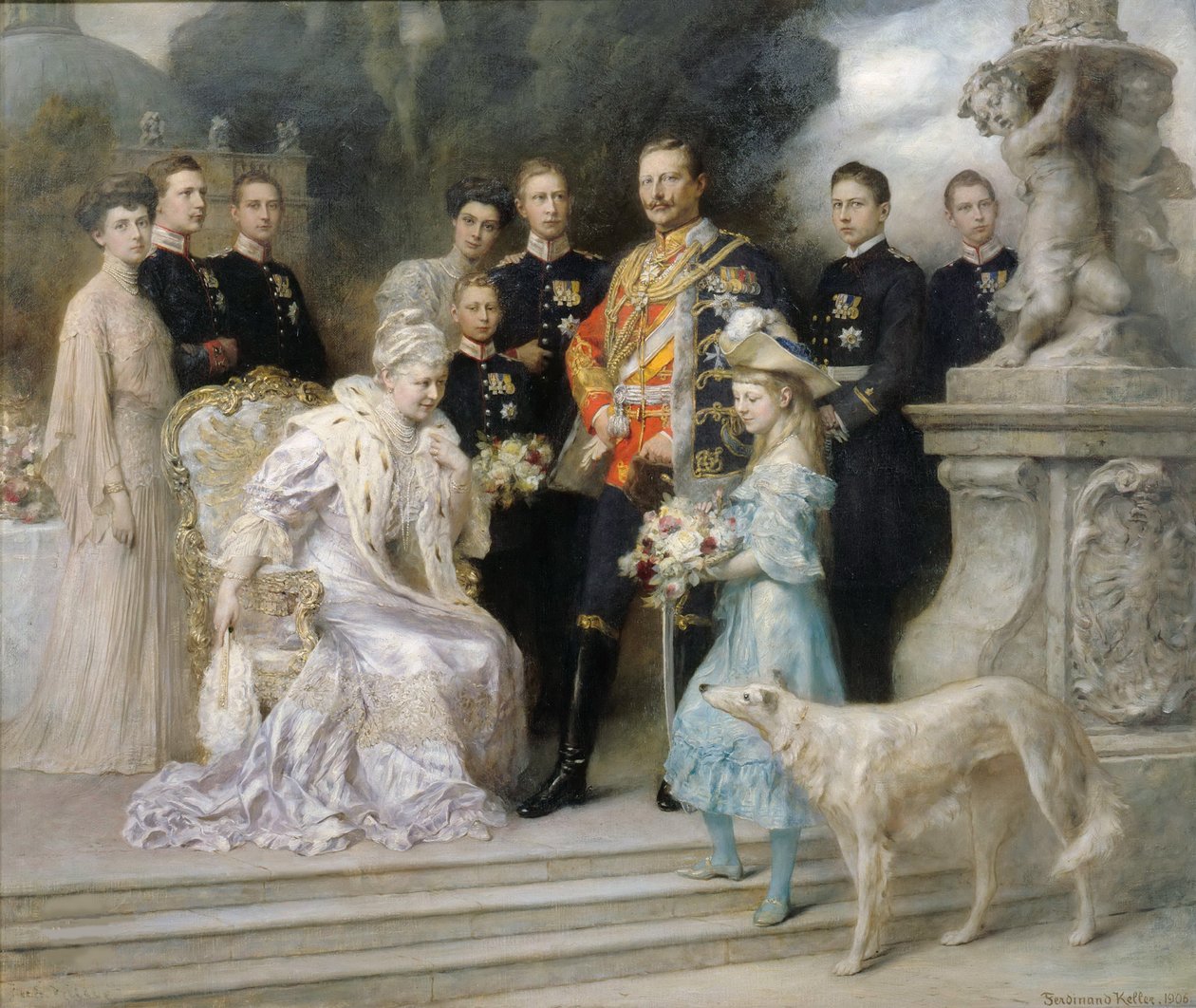Keisarillisen perheen ryhmämuotokuva hopeahäiden yhteydessä, 1906. tekijältä Ferdinand. Keller