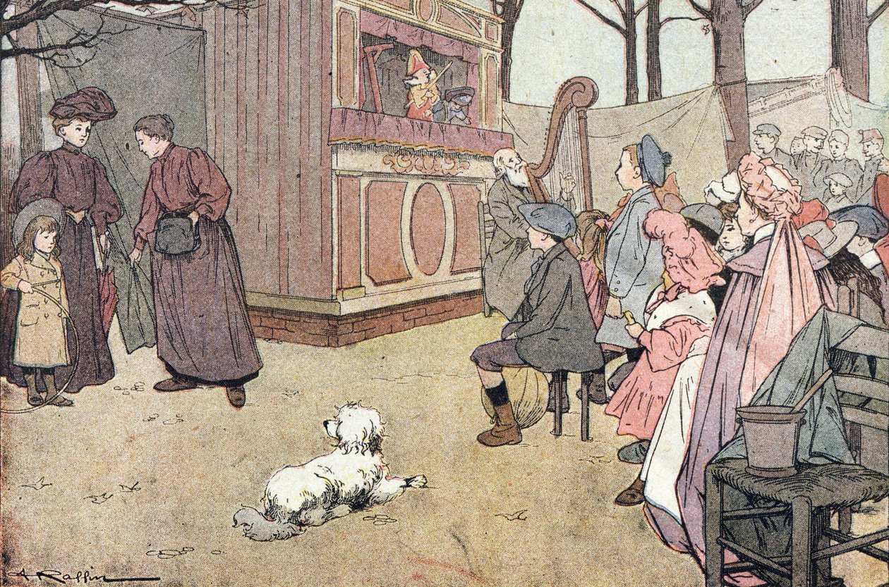 Hullu teatteri, lapsuuden Imagier, n. 1900 (kaiverrus) tekijältä Ferdinand Raffin