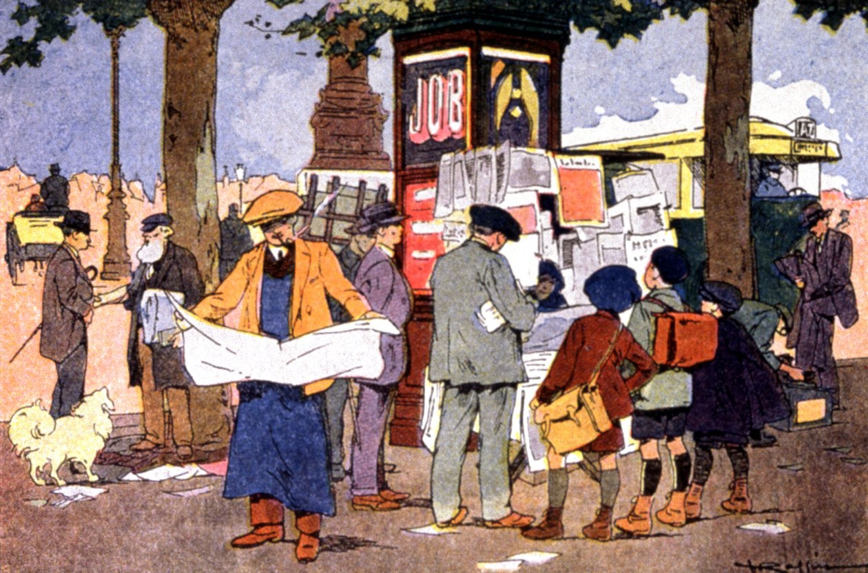 Sanomalehtikioski Bastille-aukiolla, n. 1910 (kuva) tekijältä Ferdinand Raffin