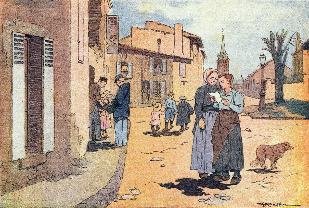Postimies, lapsuuden kuvakirjassa, n. 1900 (kaiverrus) tekijältä Ferdinand Raffin