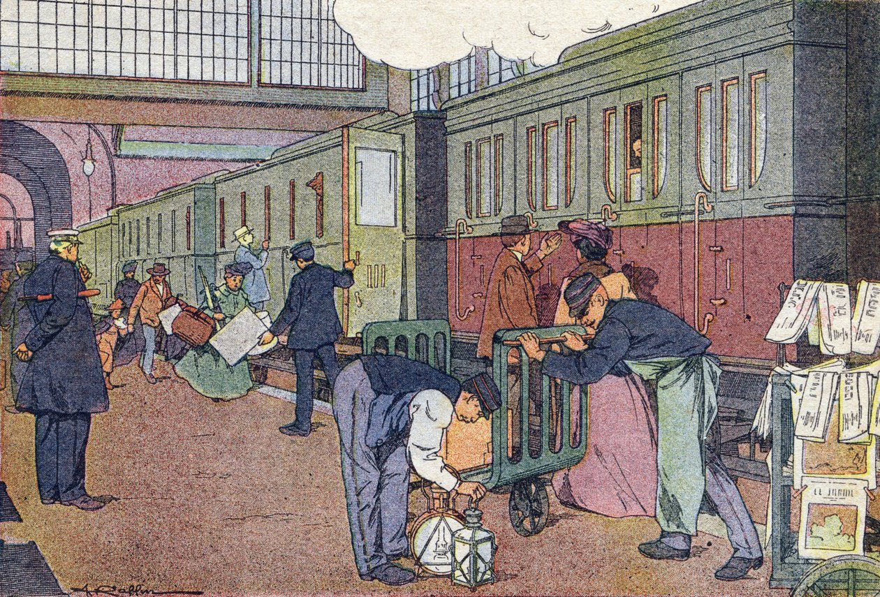 Asema, lapsuuden kuvakirjassa, n. 1900 (kaiverrus) tekijältä Ferdinand Raffin