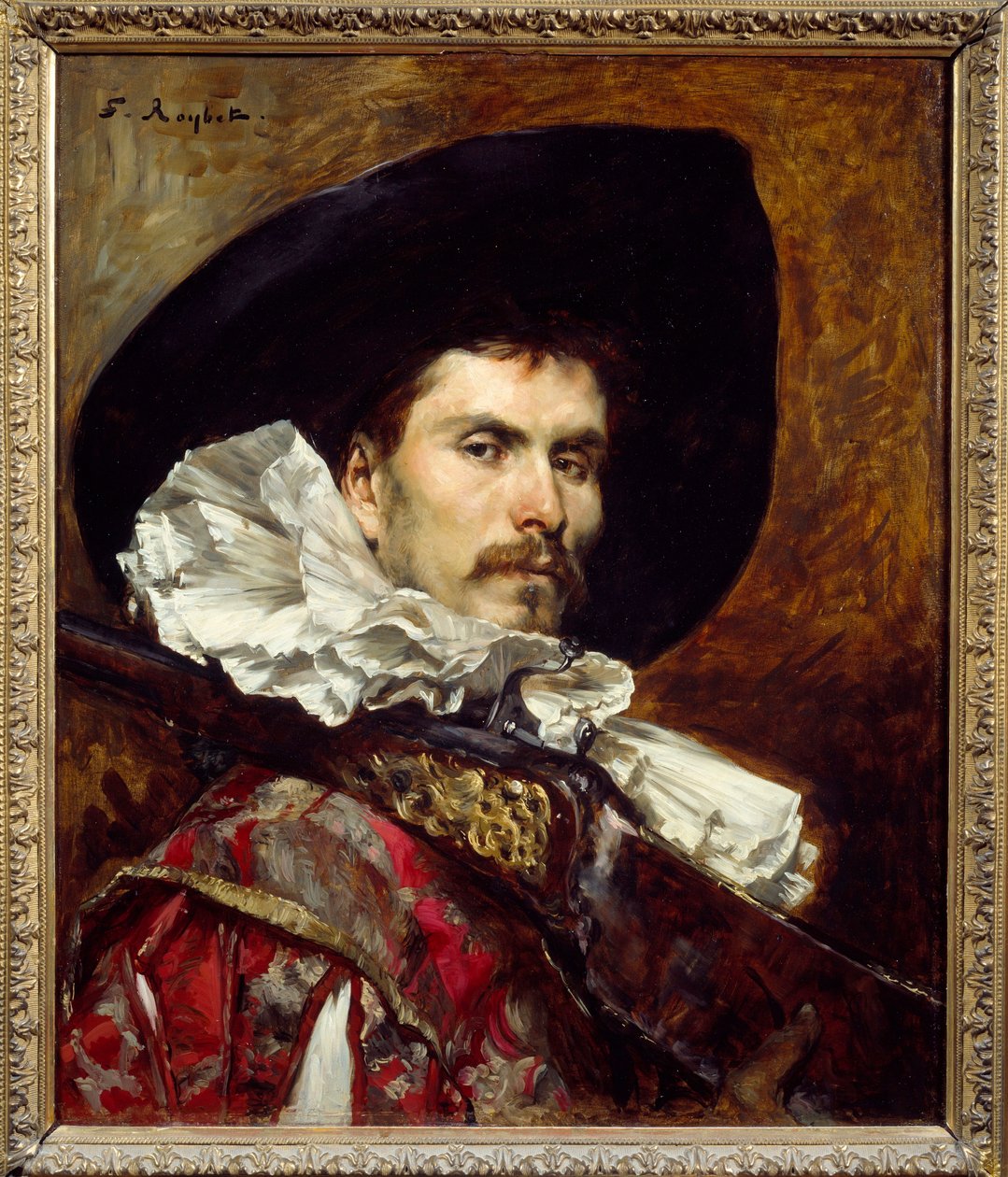 Harquebusier 1600-luvulla Ferdinand Roybetin (1840-1920) maalaus 1800-luvun Lyon, Musee des Beaux Arts tekijältä Ferdinand Roybet
