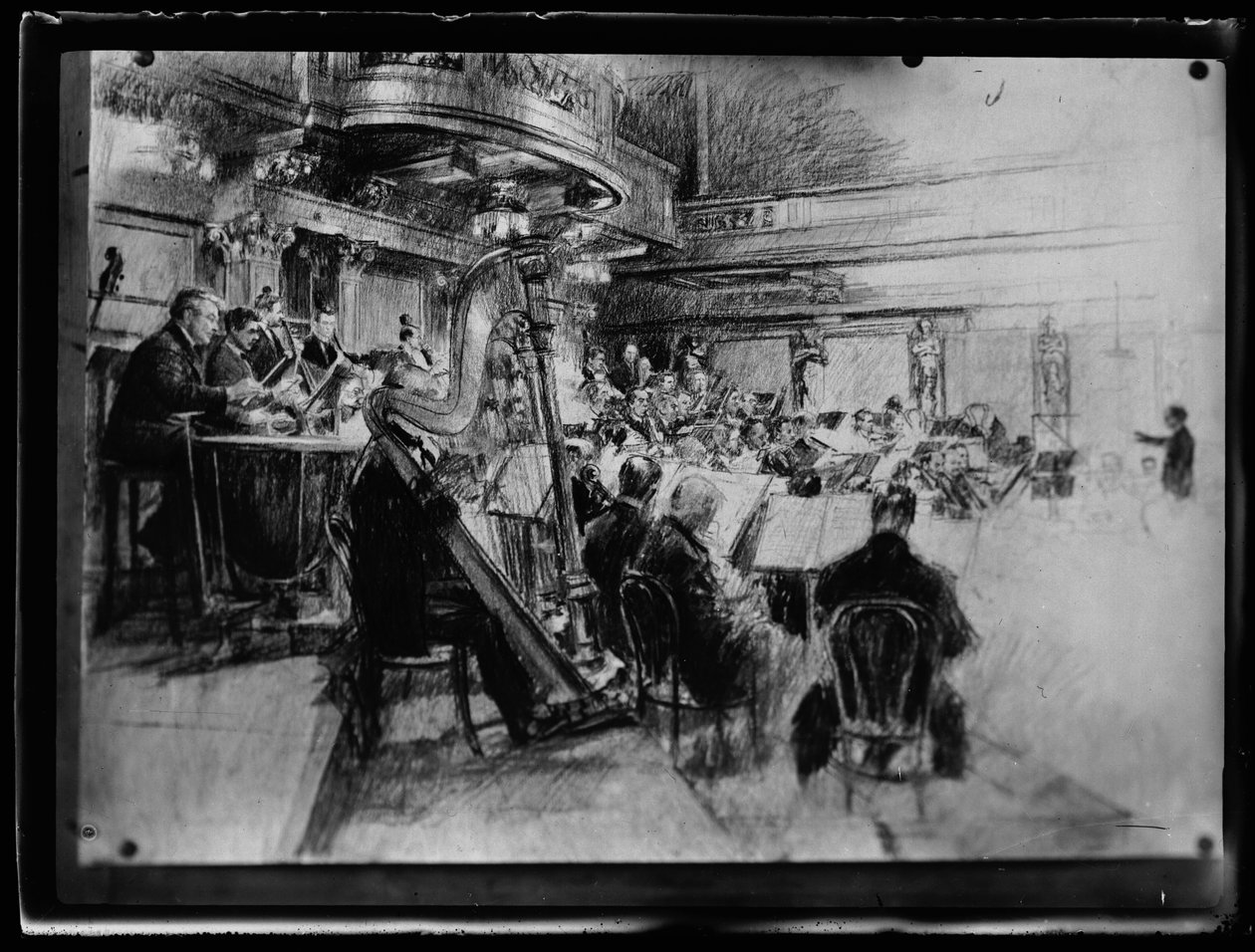 Filharmonisen orkesterin wieniläisen jäsenen orkesteriharjoitus tekijältä Ferdinand Schmutzer