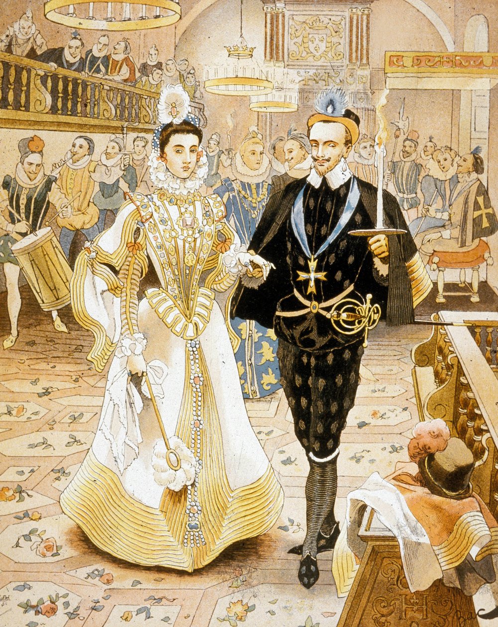 Ranskan kuningas Henri III ja soihdutanssi tekijältä Ferdinand Sigismund Bac